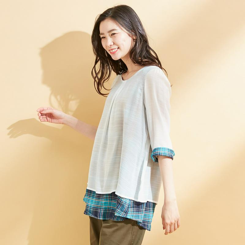 大人気商品！ナチュラルな素材感のレイヤードチュニック【Ｍ～６Ｌ】