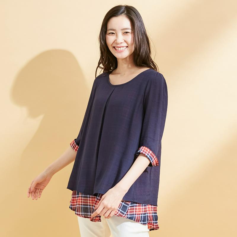 大人気商品！ナチュラルな素材感のレイヤードチュニック【Ｍ～６Ｌ】