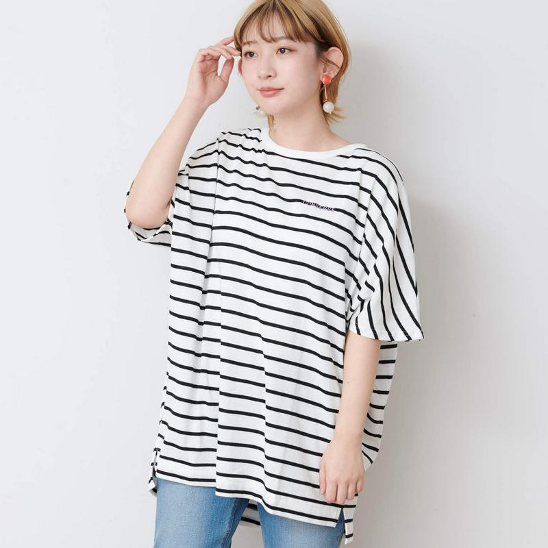 【コンバース】先染めボーダーガーゼミニ裏毛ドルマンＢＩＧＴシャツ【Ｍ～３Ｌ】（コンバース/CONVERSE）