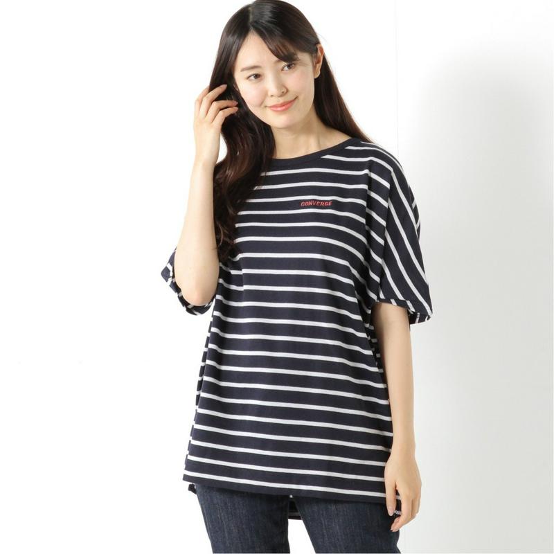 【コンバース】先染めボーダーガーゼミニ裏毛ドルマンＢＩＧＴシャツ【Ｍ～３Ｌ】（コンバース/CONVERSE）