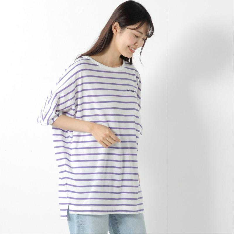 【コンバース】先染めボーダーガーゼミニ裏毛ドルマンＢＩＧＴシャツ【Ｍ～３Ｌ】（コンバース/CONVERSE）