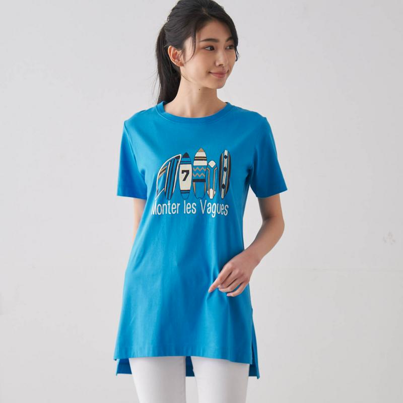 綿１００％のチュニックプリントＴシャツ【Ｓ～６Ｌ】