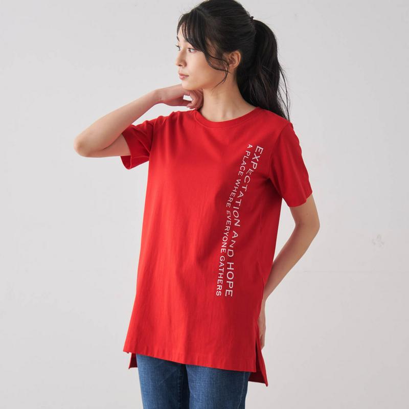 綿１００％のチュニックプリントＴシャツ【Ｓ～６Ｌ】