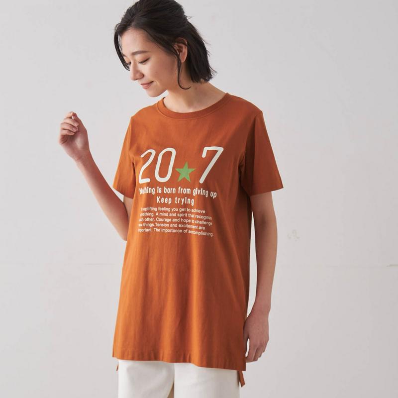 綿１００％のチュニックプリントＴシャツ【Ｓ～６Ｌ】