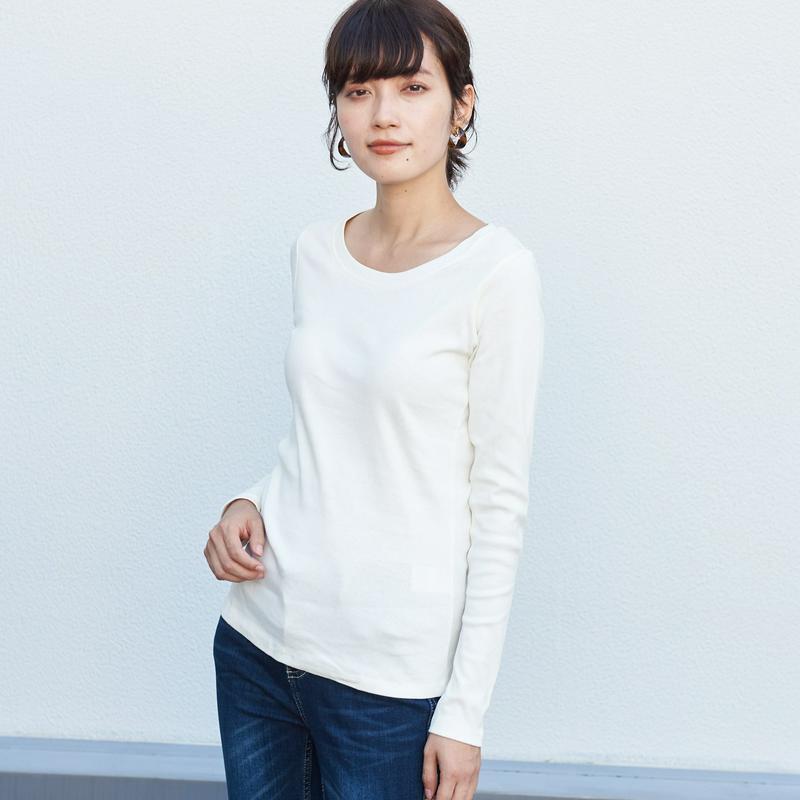 フライス生地でしっかりした綿混長袖Ｔシャツ【Ｍ～４Ｌ】（manoamano／マノアマノ）