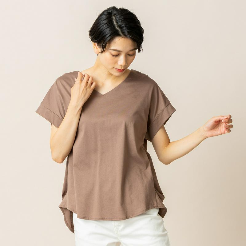 防臭・接触冷感機能◎綿１００％バイオシルケットＶネックカットソー【Ｍ～４Ｌ】（マルピオーネ/marpione）