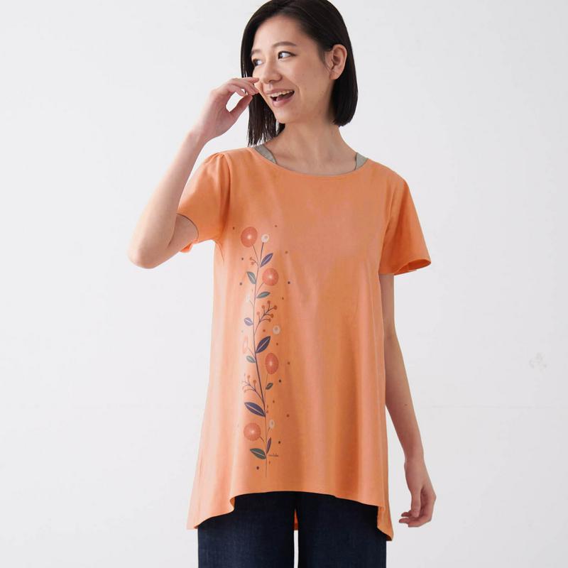 フェイクレイヤードチュニックＴシャツ「ミニラボ」【Ｓ～６Ｌ】【綿１００％】（mini labo）