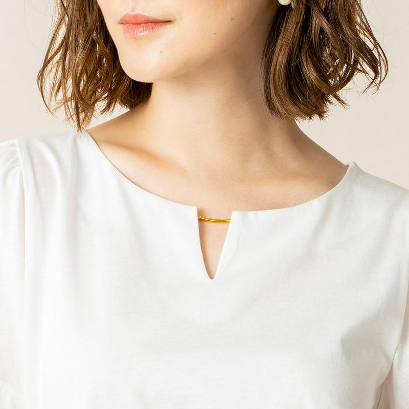 防臭・接触冷感機能◎綿１００％バーネックレス付きシルケットカットソー【Ｍ～４Ｌ】（マルピオーネ/marpione）