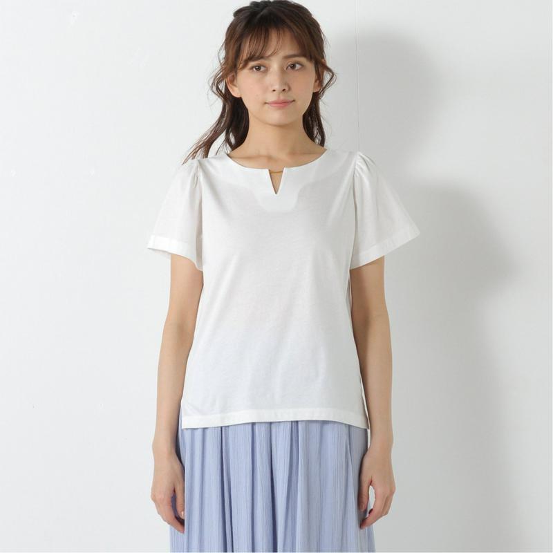 防臭・接触冷感機能◎綿１００％バーネックレス付きシルケットカットソー【Ｍ～４Ｌ】（マルピオーネ/marpione）