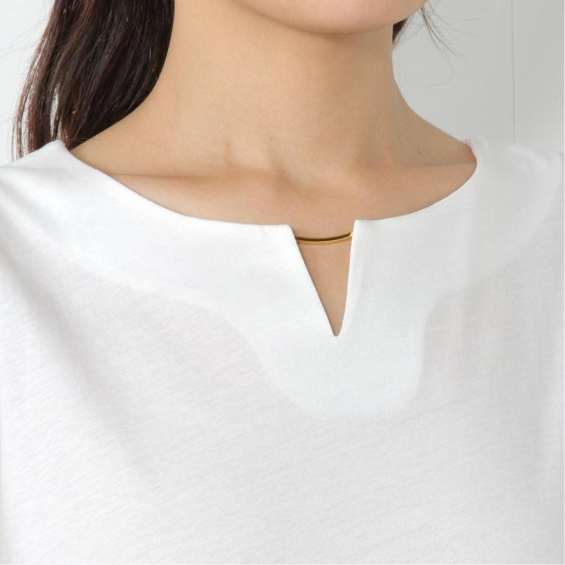 防臭・接触冷感機能◎綿１００％バーネックレス付きシルケットカットソー【Ｍ～４Ｌ】（マルピオーネ/marpione）