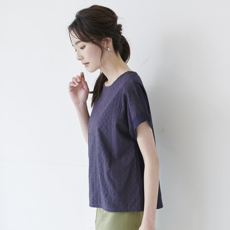 前身頃コットンレースＴシャツ【Ｓ～６Ｌ】