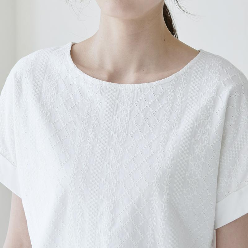 前身頃コットンレースＴシャツ【Ｓ～６Ｌ】