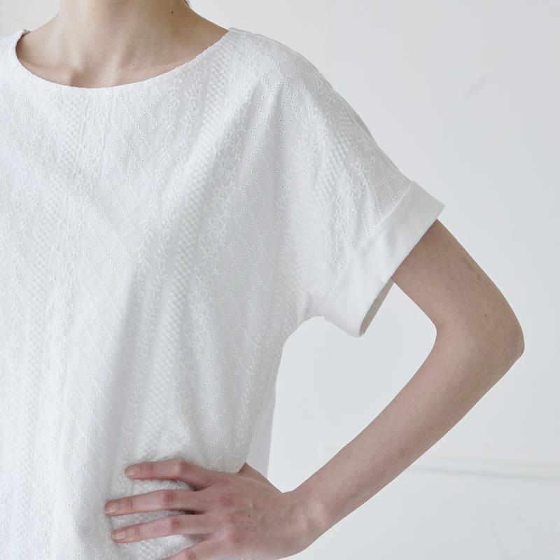前身頃コットンレースＴシャツ【Ｓ～６Ｌ】