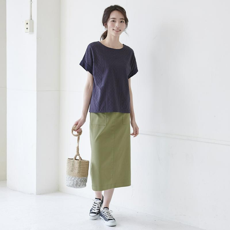 前身頃コットンレースＴシャツ【Ｓ～６Ｌ】