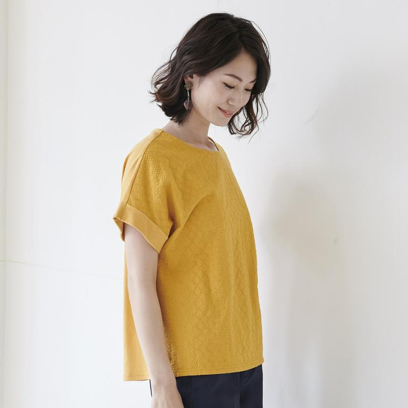 前身頃コットンレースＴシャツ【Ｓ～６Ｌ】