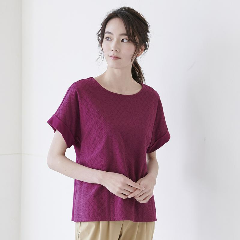 前身頃コットンレースＴシャツ【Ｓ～６Ｌ】