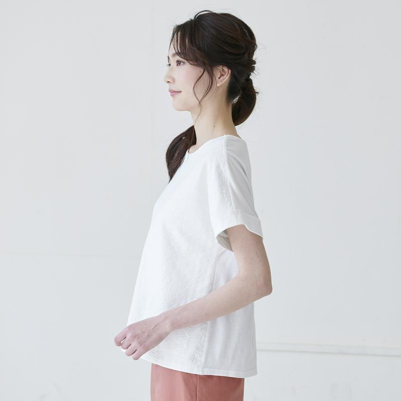 前身頃コットンレースＴシャツ【Ｓ～６Ｌ】