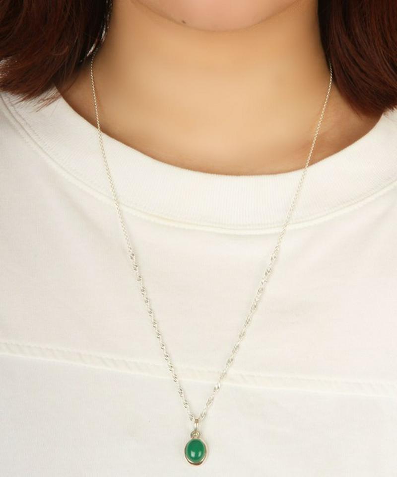 【フランス買付】グリーンオニキス楕円ネックレス