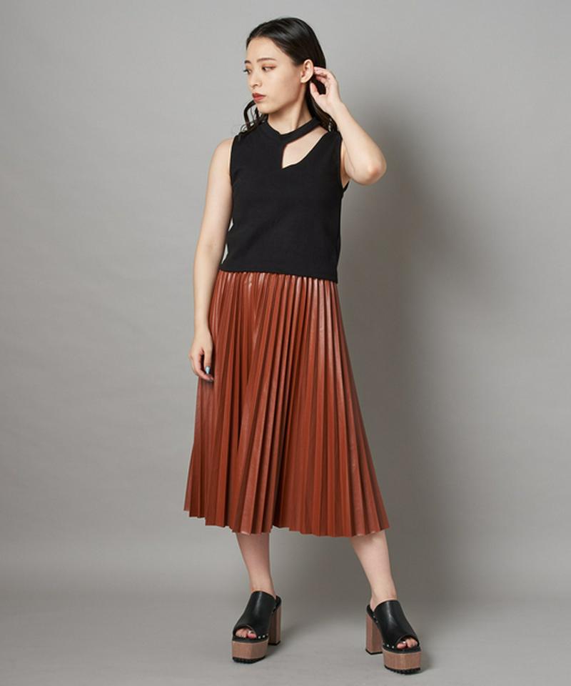 【2020AW】フェイクレザープリーツスカート