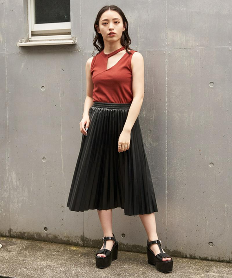 【2020AW】フェイクレザープリーツスカート