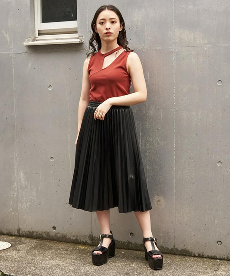 【2020AW】フェイクレザープリーツスカート