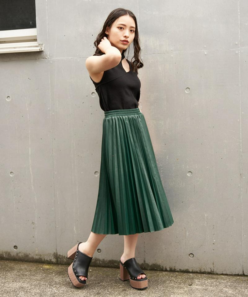【2020AW】フェイクレザープリーツスカート