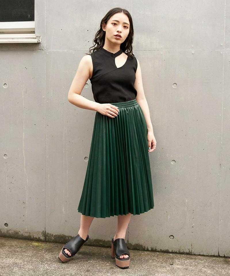 【2020AW】フェイクレザープリーツスカート