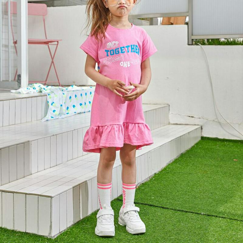 【新作10%OFF】レタリングバックスリットワンピース・u04460・キッズ 【3~8才】【ops】【韓国 ファッション ワンピ