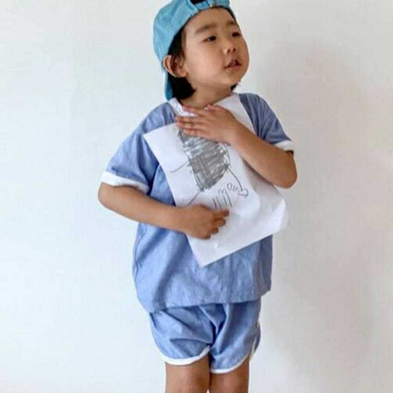 【新作10%OFF】配色半袖Tシャツ&パンツSET・u04442・キッズ 【3~8才】【SET】【韓国 ファッション セットアッ