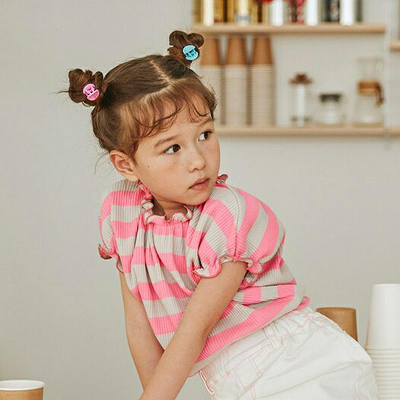 【新作10%OFF】メロウヘムボーダーTシャツ・u04456・キッズ 【3~8才】【tops】【韓国 ファッション トップス T
