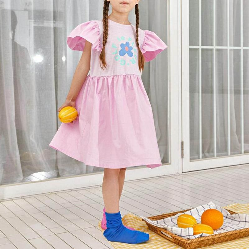 【新作10%OFF】フレアスリーブフラワープリントワンピース・u04473・キッズ 【3~8才】【ops】【韓国 ファッション 