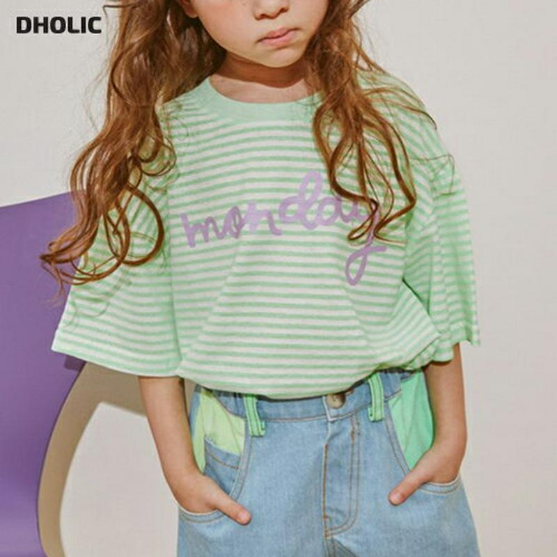 【新作10%OFF】MondayボーダーTシャツ・u04461・キッズ 【3~8才】【tops】【韓国 ファッション トップス 