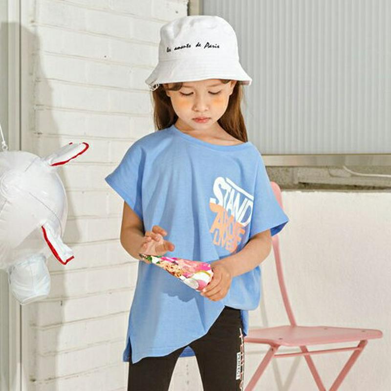 【新作10%OFF】配色STAND半袖Tシャツ・u04463・キッズ 【3~8才】【tops】【韓国 ファッション トップス T