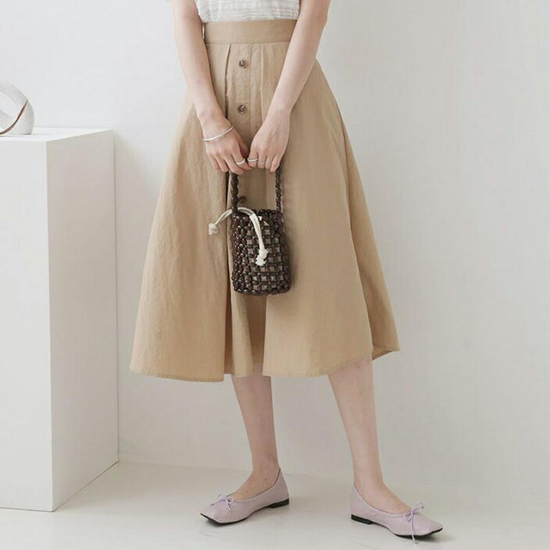 【新作10%OFF】Aラインボタンスカート・全3色・b63172 レディース【sk】【韓国 ファッション ボトムス スカート ロ