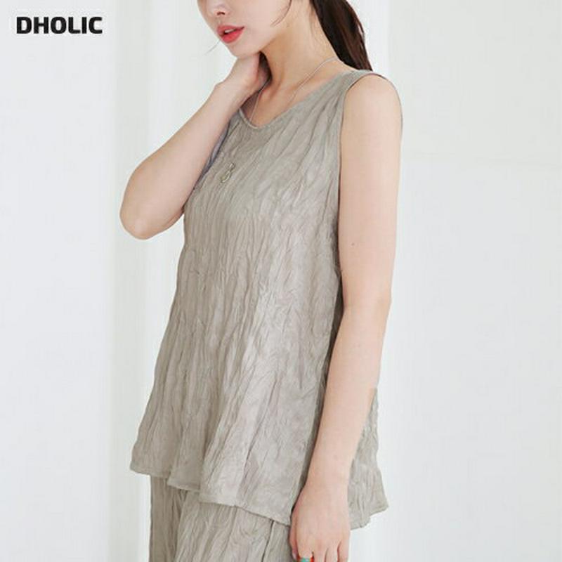 【新作10%OFF】リンクルスリーブレス・全3色・b63154 レディース【tops】【韓国 ファッション トップス スリーブレ