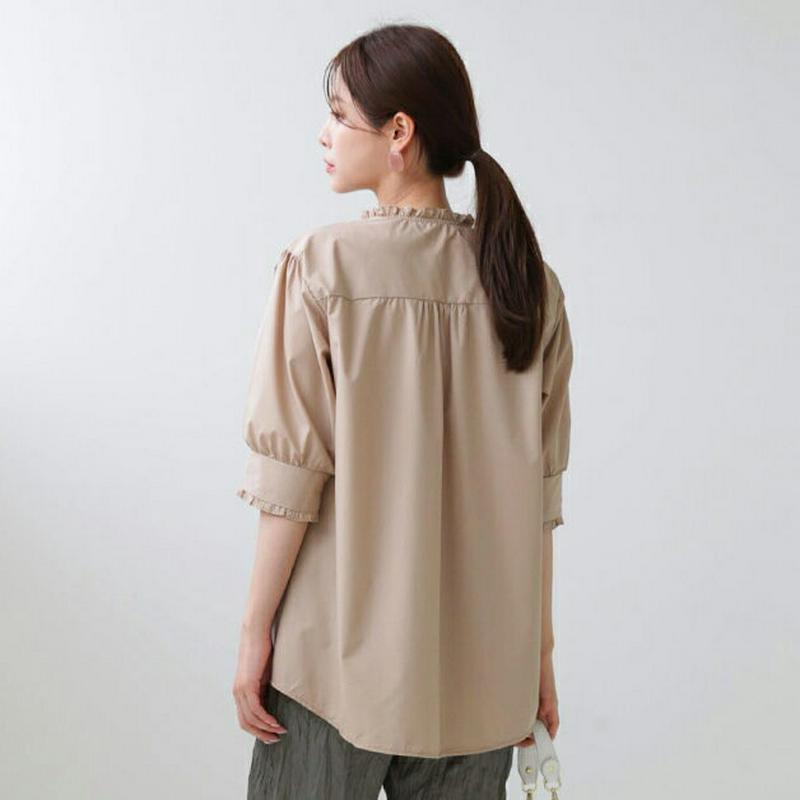 【新作10%OFF】フリルピンタックブラウス・全3色・b63144 レディース【bl】【韓国 ファッション トップス ブラウス 