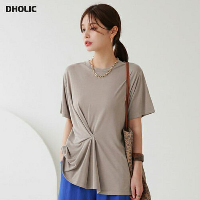 【新作10%OFF】フロントタックTシャツ・全4色・b63137 レディース【tops】【韓国 ファッション トップス Tシャツ