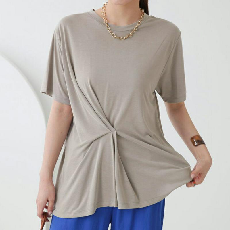 【新作10%OFF】フロントタックTシャツ・全4色・b63137 レディース【tops】【韓国 ファッション トップス Tシャツ