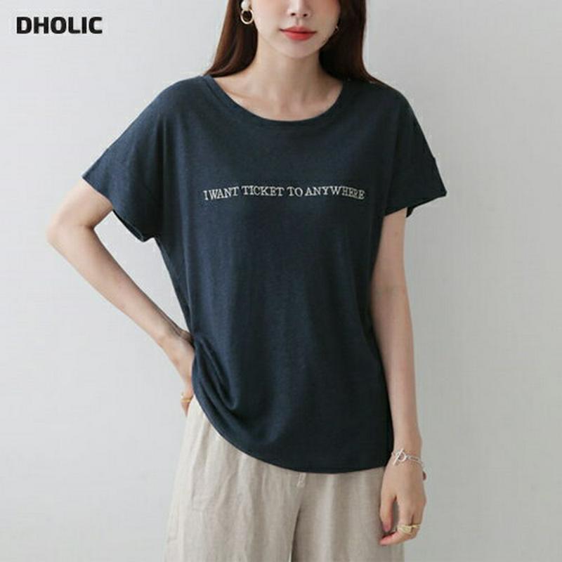 【新作10%OFF】刺繍レタリングTシャツ・全4色・t63136 レディース【tops】【韓国 ファッション トップス Tシャツ