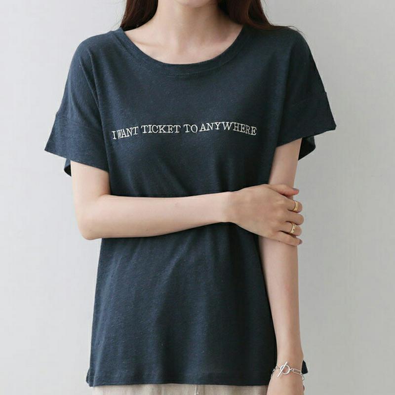 【新作10%OFF】刺繍レタリングTシャツ・全4色・t63136 レディース【tops】【韓国 ファッション トップス Tシャツ