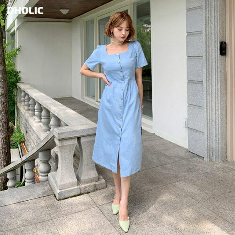 【新作10%OFF】スクエアデニムボタンワンピース・全1色・t56160 レディース【ops】【韓国 ファッション ワンピース 