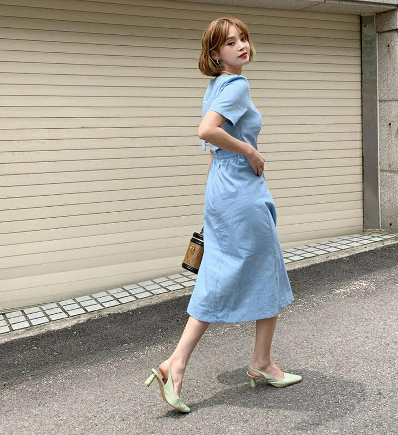 【新作10%OFF】スクエアデニムボタンワンピース・全1色・t56160 レディース【ops】【韓国 ファッション ワンピース 