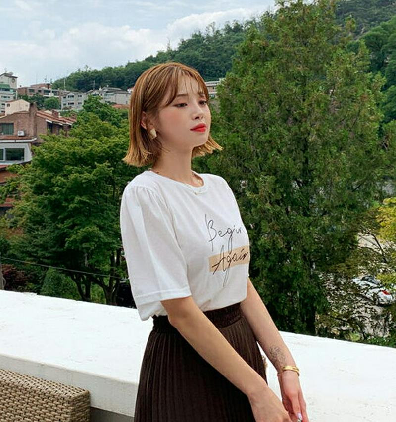【新作10%OFF】配色レタリングTシャツ・全4色・b56144 レディース【tops】【韓国 ファッション トップス Tシャツ