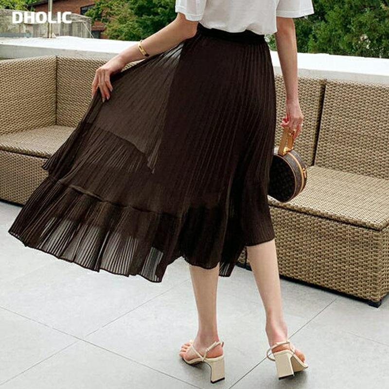 【新作10%OFF】シフォンプリーツスカート・全4色・t60480 レディース【sk】【韓国 ファッション スカート ロング ロ