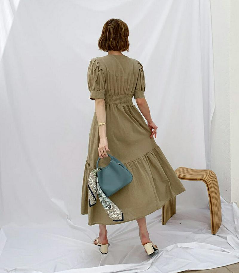 【新作10%OFF】Vネックボタンギャザーワンピース・全2色・t56159 レディース【ops】【韓国 ファッション ワンピース