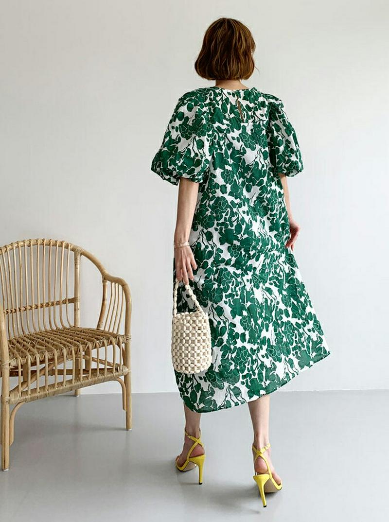 【新作10%OFF】フローラルパフワンピース・全3色・b56161 レディース【ops】【韓国 ファッション ワンピース ロング