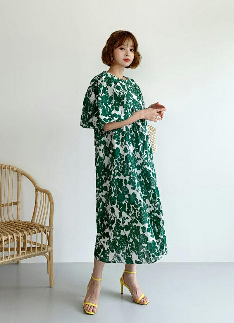 【新作10%OFF】フローラルパフワンピース・全3色・b56161 レディース【ops】【韓国 ファッション ワンピース ロング