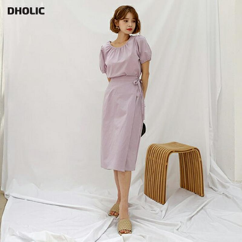 【新作10%OFF】ギャザーブラウス&ラップスカートSET・全3色・t56165 レディース【ops】【韓国 ファッション セッ