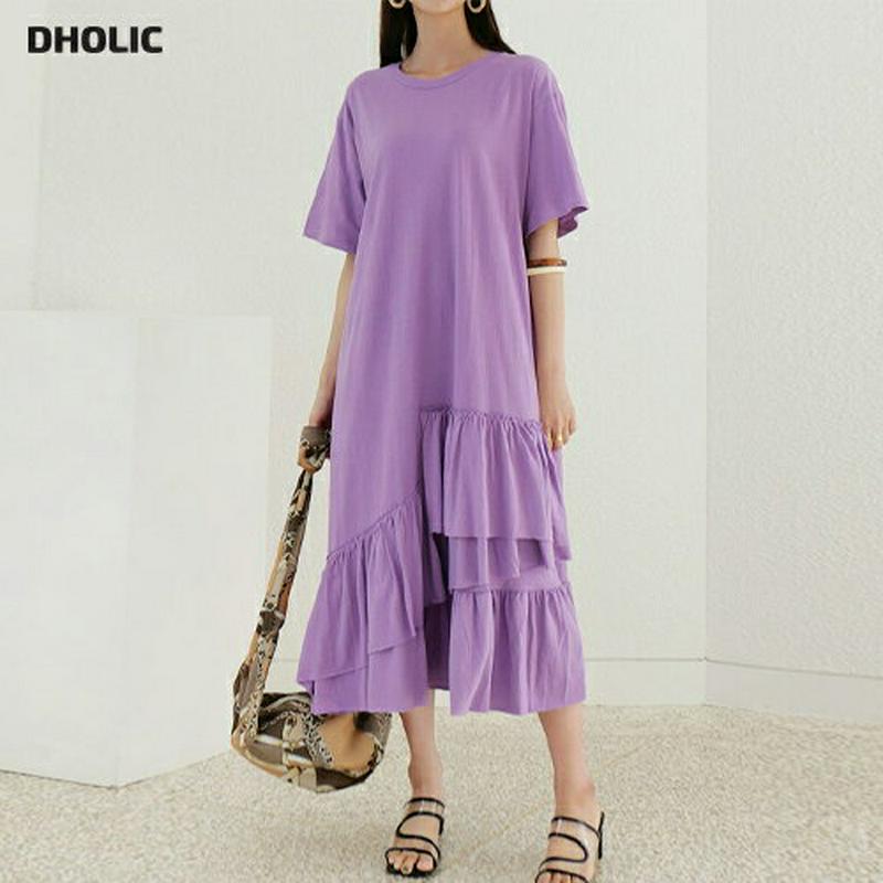 【新作10%OFF】アンバランスラッフルヘムワンピース・全3色・b60414 レディース【ops】【韓国 ファッション ワンピー