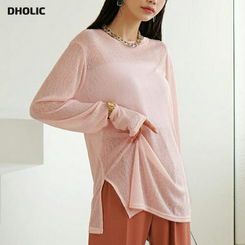 【新作10%OFF】シアーリブTシャツ・全4色・t60406 レディース【tops】【韓国 ファッション トップス 長袖 Tシャ
